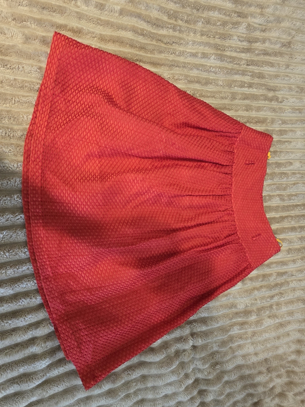 NWT Piazza Sempione Coral Red Diamond Cloqué Silk-Blend A-Line Skirt IT 46 US 10